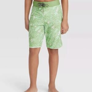 Art Class Boys' Green Palm Tree Print Swim Shorts Youth 8